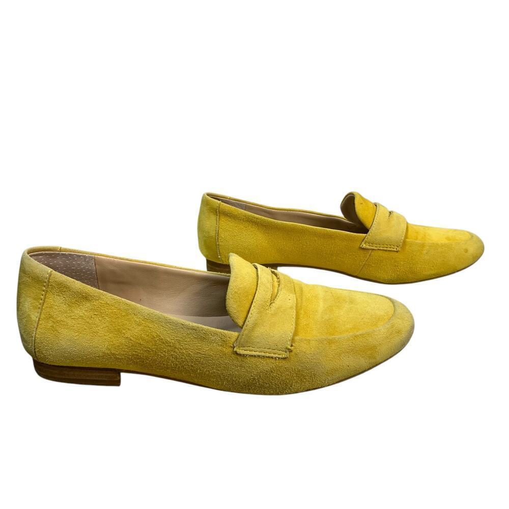 Antonio Melani Yellow Suede Penny Loafers Size 8M - Picture 2 of 9